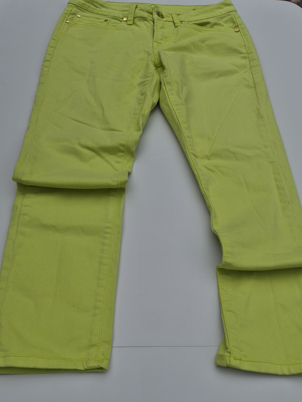 7 For All Mankind Neon Lime Skinny Crop Jeans Size 27